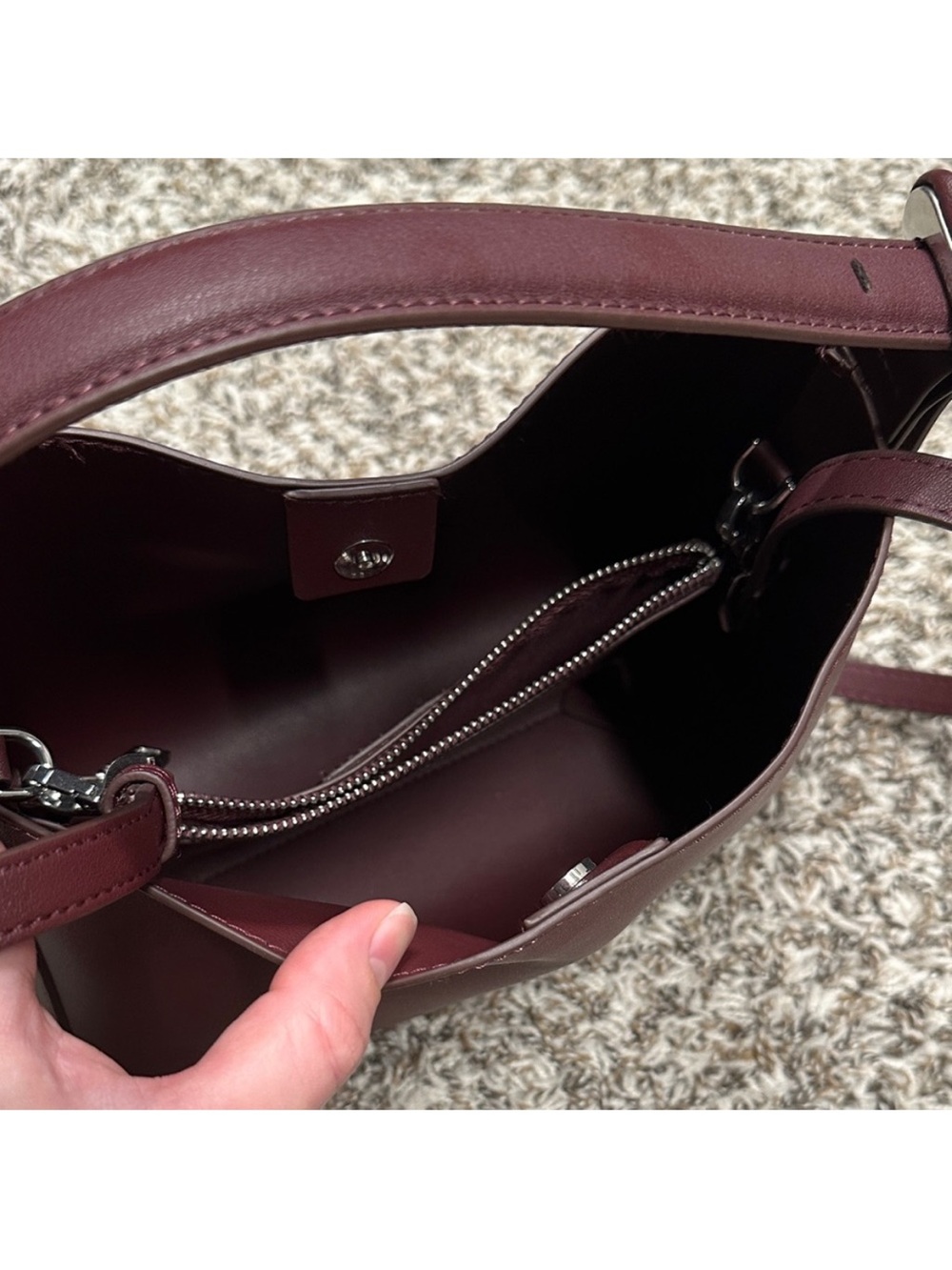 Mango Deep Burgundy Shopper Bag - Picture 5 of 5